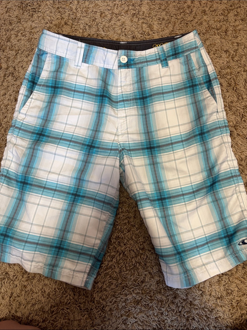 O'Neill Blue & White Plaid Board Shorts